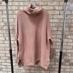 NEW Lillusory Tan Pink Ribbed Turtleneck Sweater - Women's XL